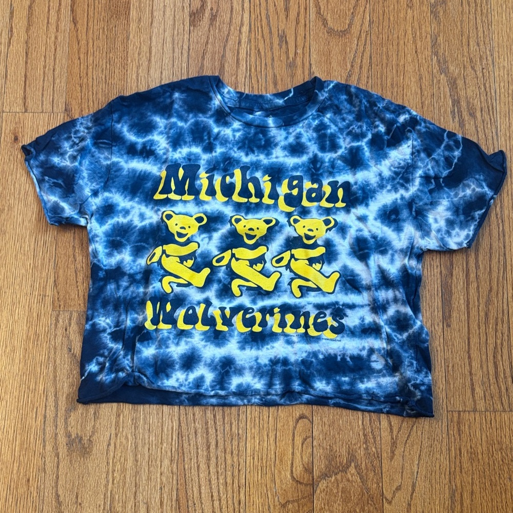 Blue Tie-Dye Grateful Dead Dancing Bears  crop top  Size XS